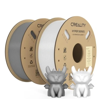 Imagen de Creality Official Hyper Pla Filament Blanco+Gris 2kg, Filamento de Impresora 3D para Impresión Alta Velocidad, Suave, Rendimiento Voladizo Precisión Dimensional +/ 0.03mm, 2 Rollos
