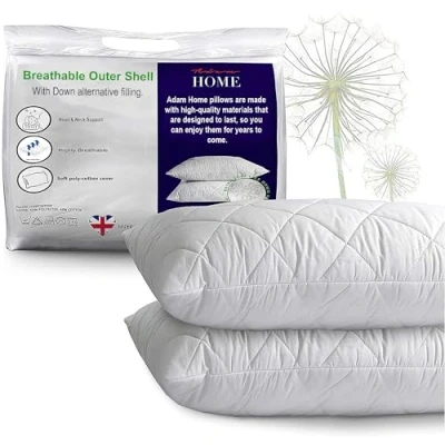 Imagen de Adam Home Paquete de 2 Almohadas Acolchadas (50x75 cm) Calidad hotelera, para Dormir Lado Dormir, Almohada rellena, Prueba Polvo y Rebote rápido