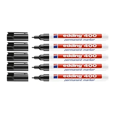 Imagen de Edding Rotulador permanente negro 400 01 (1 mm, negro, 5 bolígrafos)