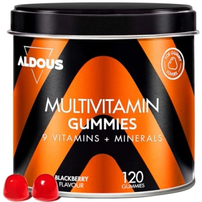 Imagen de Gominolas Multivitaminas 120 Gummies sabor natural Mora 12 Vitaminas y minerales Todas las C, D, B12, E, A, B6, B5, Biotina, Ácido Fólico, Zinc, Yodo, Colina