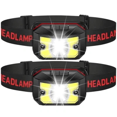 Imagen de Winzwon Linterna Frontal Led de Cabeza Super Brillante 5 Modos Brillo Lámpara Para Camping, Pesca, Ciclismo, Carrera, Caza Incluyendo Cable USB, 2 Paquetes