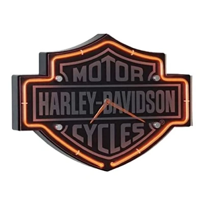 Imagen de Harley Davidson?Etched Bar &amp; Shield Shaped Neon Clock by Davidson