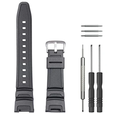 Imagen de WRISTARMOR Reemplazo de la correa resina para Compatibile con Casio SGW 100 Twin Sensor Hombres Impermeable pulsera reloj deportivo (hebilla plata)