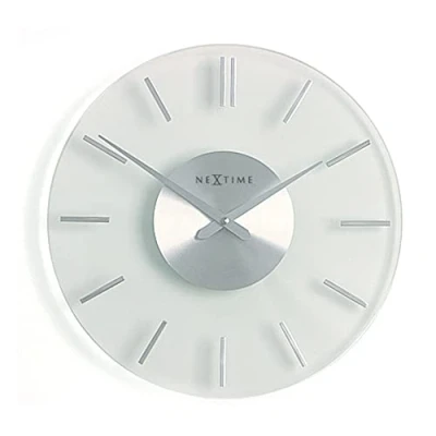 Imagen de NeXtime reloj de pared &quot;STRIPE&quot; silencioso, vidrio y acero inoxidable, redondo, ø 31 cm