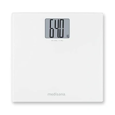 Imagen de medisana PS 470 balanza digital de personas XL, precisa vidrio, capacidad carga extra alta, apagado automático integrado, blanco, hasta 250 kg
