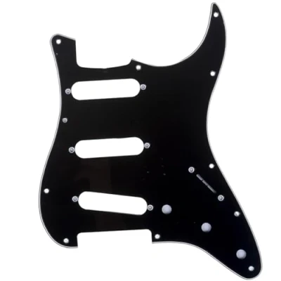 Imagen de Musiclily Pro 11 Agujeros SSS Vintage Golpeador Strat ST para Guitarra Eléctrica American 62 Stratocaster, 3 capas Negro