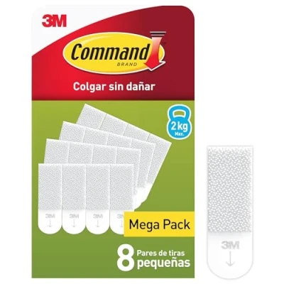 Imagen de Command Tiras Adhesivas Para Colgar Cuadros Pequeños Sin Agujeros y Taladrar, Pack de 8 x 2 Blancas Pequeñas Marcos, Espejos, Letreros, o Relojes Pared
