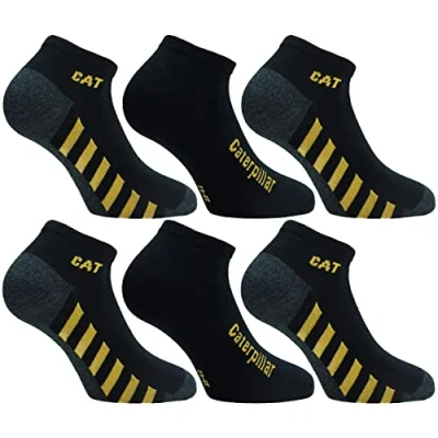 Imagen de Caterpillar 6 Pares Calcetines Sneaker Hasta Tobillo Talones Puntera Reforzados Algodón (Negro, 39 42)