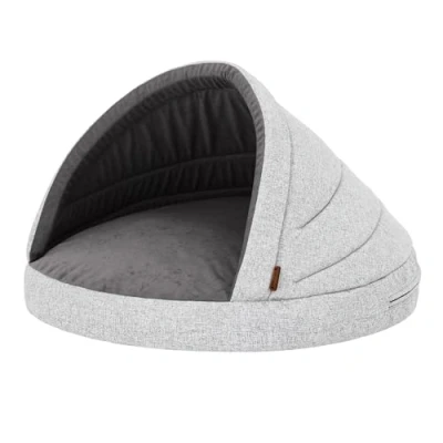 Imagen de HOBBYGARDEN colchón para perros, cama mascotas, cojín suave estilo cueva lugar de descanso, 65 x cm, ceniza