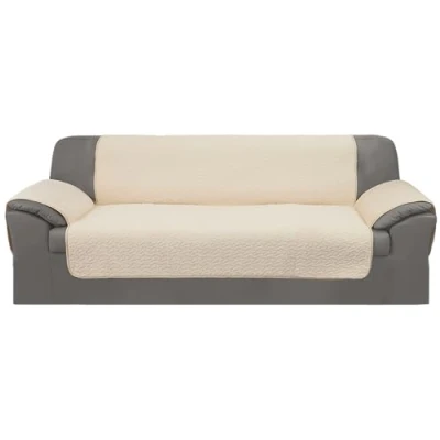 Imagen de GFD Cubre Sofa 4 Plazas 190 cm, Funda para Sofá Ajustable, Forros Sofás Antideslizante, Fundas Acolchado, Protector Duradero Perros Gatos Mascotas (4 plazas, Beige)