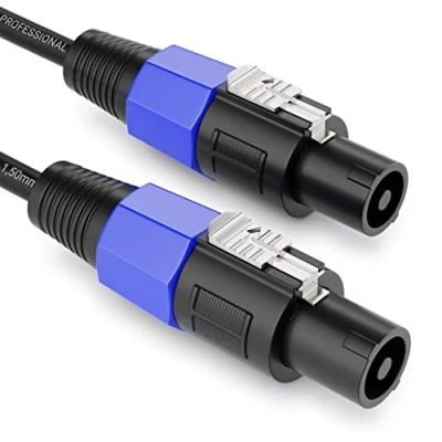 Imagen de deleyCON 15m PA Cable de Altavoz Calidad Estudio Fabricado con Cobre OFC Puro para Altavoces 2 Polos 2x 1,5mm² (AWG15) 7,2mm Mecanismo Cierre Metálico