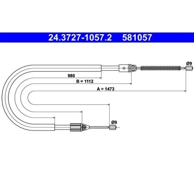 Imagen de ATE 24.3727 1057.2 Cable de Freno Mano 1473 RENAULT: MEGANE 1, 1 Classic