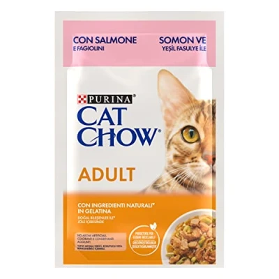 Imagen de Purina Cat Chow Comida Húmeda para Gato Adulto con Salmón, 26 Sobres de 85g