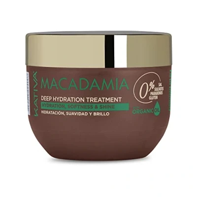 Imagen de Kativa Macadamia Tratamiento de Hidratación Profunda 250 ml Mascarilla Pelo Hidratación, Suavidad y brillo Cabello Seco Deshidratado Omega 3 6 Vitamina D