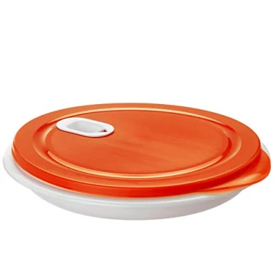 Imagen de Rotho XL Clever Placa de microondas 1,2 l con tapa y tabique, Plástico (PP) sin BPA, blanco/rojo, 1.2l (26.0 x 26.0 4.8 cm)