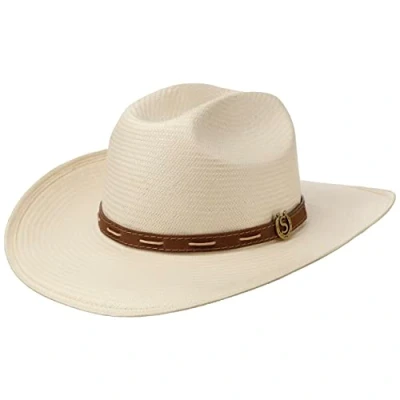 Imagen de Stetson Sombrero de Paja Edcouch Oeste Toyo Hombre Sol Vaquero Verano con Banda Piel Primavera/Verano L (58 59 cm) Natural