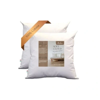 Imagen de GM Soft Cloud Set de 2 Cojines 40x40 para sofá, Multiusos, Decorativos Interior Piezas con Relleno Fibra hipoalergénica Forrados en Tejido algodón 100% Fresco Made in Italy