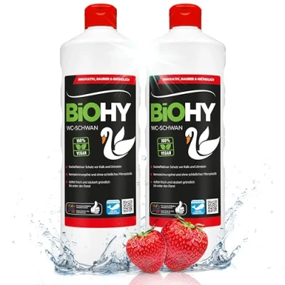Imagen de BiOHY WC Cisne (2 botellas de 1 litro) Gloss Power Gel para una limpieza higiénica hasta el borde, con un agradable y duradero aroma fresco (WC Schwan)
