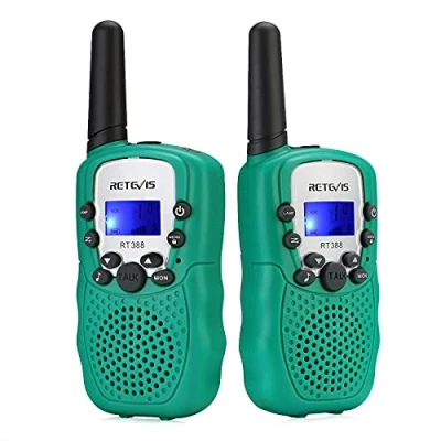 Imagen de Retevis RT388 Walkie Talkie para Niños, 8 Canales PMR446 Linterna VOX, Regalos de Juguetes Cámping, Gardín u Otras Actividades al Aire Libre (2 Piezas, Verde)