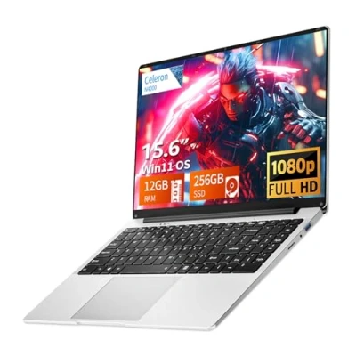 Imagen de Ordenador Portáti de 15,6 Pulgadas, Win 11 PC Portátil 12GB LPDDR4 256GB SSD, Laptop Celeron N4000 CPU, Computadora Portatil 1920*1080 IPS FHD Pantalla, WiFi5/Mini HDMI/BT4.2/USB3.0, Expansión SSD 1TB