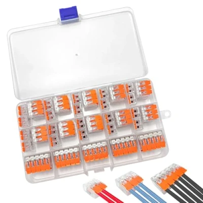 Imagen de Xpieoyrm 50 piezas Conectores Eléctricos, Eléctricos Rapidos con Palanca, Bornes de Conexion Electrica, 2/3/5 Puertos Compacto Conductor Conector, Terminal enchufable del conector cable