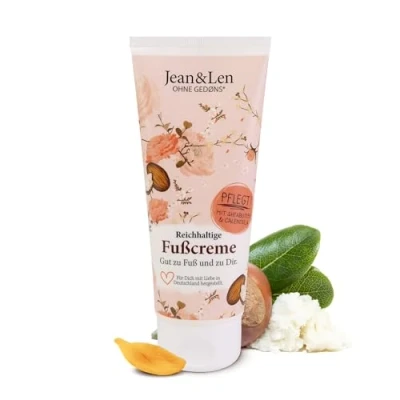 Imagen de Jean &amp; Len Crema para pies manteca de karité y caléndula, pieles secas estresadas, nutre intensamente aporta flexibilidad a los pies, sin parabenos ni siliconas, vegana, 100 ml