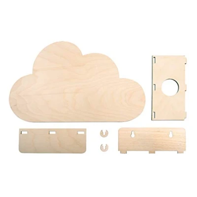 Imagen de Rayher 62987505 Kit lámpara de pared infantil, nube, 31x18,5x7,5 cm, madera, dormitorio infantil