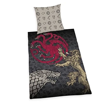 Imagen de Juego de Tronos Ropa Cama, Funda Almohada 80 x cm, nórdica 135 200 con Cremallera Marca Suave, 100% algodón Reforzado