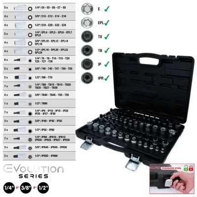 Imagen de KS TOOLS 911.0077 Juego de tubos Torx Acero cromo vanadio sin función trinquete cuadrado