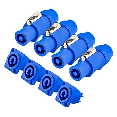 Imagen de 4Pack Conector Powercon Conectores Alimentacion 3 Pines Macho Hembra, y Hembra Clavija Luces Escenario, Polos Rápido Alimentación Adaptador