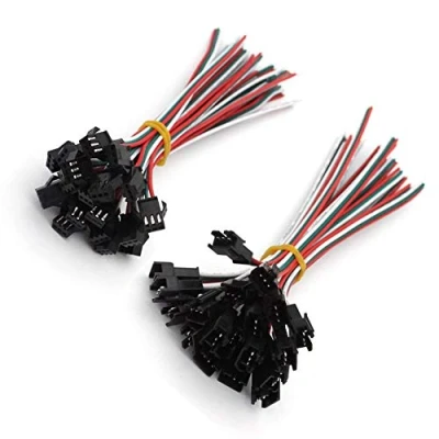 Imagen de YIXISI 20 Pairs JST SM 3Pin Plug Macho a Hembra EL Cable Adaptador de Conector Cable, 22 AWG con 150 mm Alambre Eléctrico