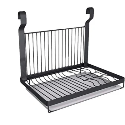 Imagen de TentHome Escurridor para platos plegable de pared acero inoxidable, color negro mate, 40 x 26,5 cm