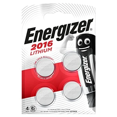 Imagen de Energizer Pack de 4 pilas especiales CR2016, una pila para necesidad, sin mercurio añadido y potencia dispositivos pequeños