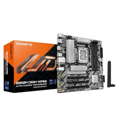 Imagen de GIGABYTE B860M DS3H WIFI6E Placa Base CPUs Intel Core Ultra, VRM de 5+1+2+1 Fases, hasta 9066MHz DDR5, 1xPCIe 5.0 + 4.0 M.2, LAN 2,5 GbE, WiFi 6E, USB 3.2 Gen 2
