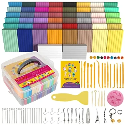 Imagen de arcilla polimérica de 50 colores, modelado para niños, kits iniciación bricolaje, modelo horneada al horno, no tóxica, antiadherente, con herramientas esculpir, regalo