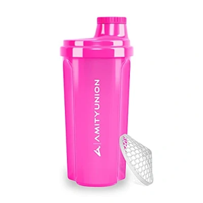 Imagen de AMITYUNION Coctelera de proteínas 500 ml Heaven a prueba fugas, sin BPA con tamiz y escala que se pueden hacer clic para batidos cremosos suero, mezclador proteínas, original en Rosa