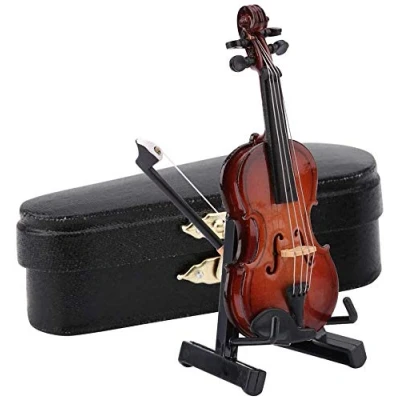 Imagen de Modelo de Violín para Sala Estar Familiar Colección Decoración con Soporte Instrumentos Musicales y Caja Regalo Madera Premium Negra