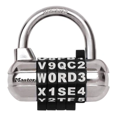Imagen de Master Lock candado de combinación con cuerpo cromado y grillete acero, 1534DBLK