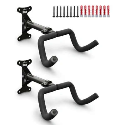 Imagen de Borgen Soporte de pared para bicicleta, ángulo y distancia a la ajustables hasta 20 kg, plegable, MTB, bicicleta carretera, acolchado extra suave