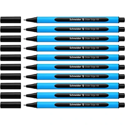 Imagen de Schneider 152201 Bolígrafo de punta redonda (10 unidades, incluye capuchón, tinta negra), color azul