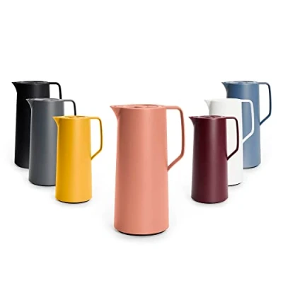 Imagen de Emsa N41709 Motiva Jarra isotérmica (1 litro, cierre de presión rápida, 12 horas calor, 24 frío, bombilla cristal, fabricada en Alemania, diseño nórdico, terracota