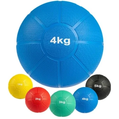Imagen de MATCHU Balón Medicinal Disponible en 1,2,3,4 y 5 KG Goma Maciza Antideslizante Resistente al Desgaste 100% a Prueba de Sudor/Agua (Azul 4 KG)