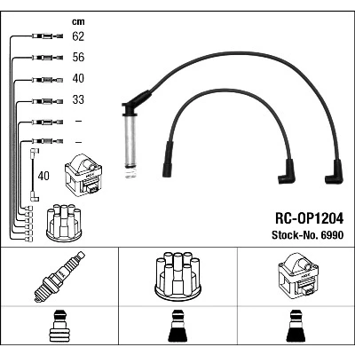 Imagen de NGK 6990 Juego de Cables Encendido 5 OPEL: Astra F CC, Kadett E Berlina