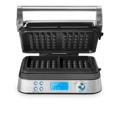 Imagen de GASTROBACK 42424 Gofrera Advanced Control, 5 programas diferentes, 7 niveles de tostado, control mediante pantalla LCD, 1600 W, acero inoxidable, color plateado
