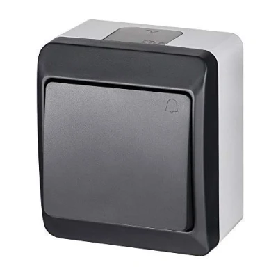 Imagen de ELEKTRO PLAST HERMES Aufputz Pulsador de timbre IP44 Resistente al agua Antracita Gris