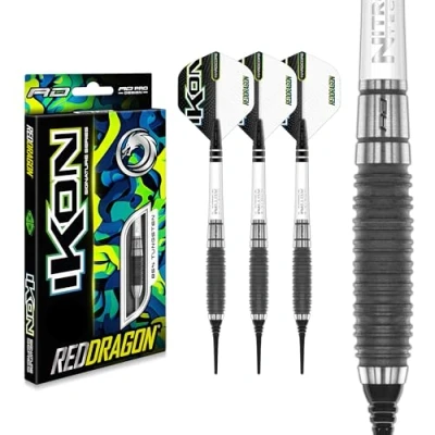 Imagen de RED DRAGON Ikon 1.3 Juego de dardos profesionales tungsteno Softip 20 gramos con vuelos y tallos