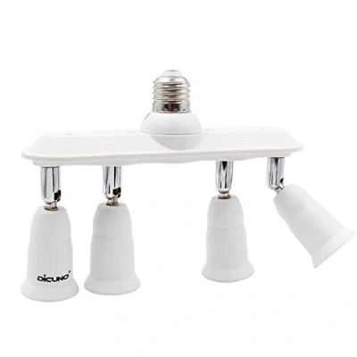 Imagen de DiCUNO 4 En 1 E27 Adaptador De Enchufe, Bombillas Led Portalámparas Normal Convertir Extensor Con 360 Grados Flexión Ajustable 180 Grado