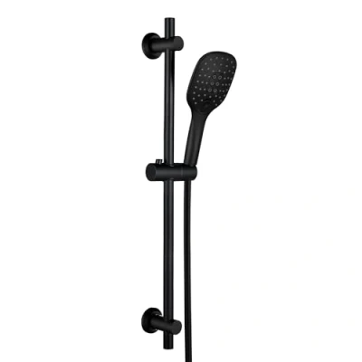 Imagen de Görbach Barra de Ducha Negra 70 cm en Acero Inox 304, con Deslizador y Soporte Fijación Ajustable, Sin Grifo, Mano 3 funcións (HB1210MB)