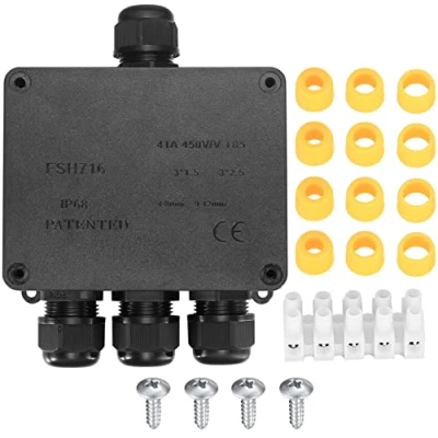 Imagen de 4 Vías Cajas de Conexiones Impermeable IP68, Empalmes Conector Cable Estanca Exterior Electrica para Cables Ø4mm 12mm Electricos