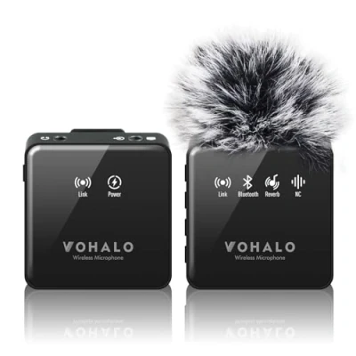 Imagen de VOHALO Micrófono Lavalier inalámbrico con monitorización en tiempo real Audio Ducking acompañamiento reverberación silencio cancelación de ruido Bluetooth Mic para iPhone iPad Android Phone PC